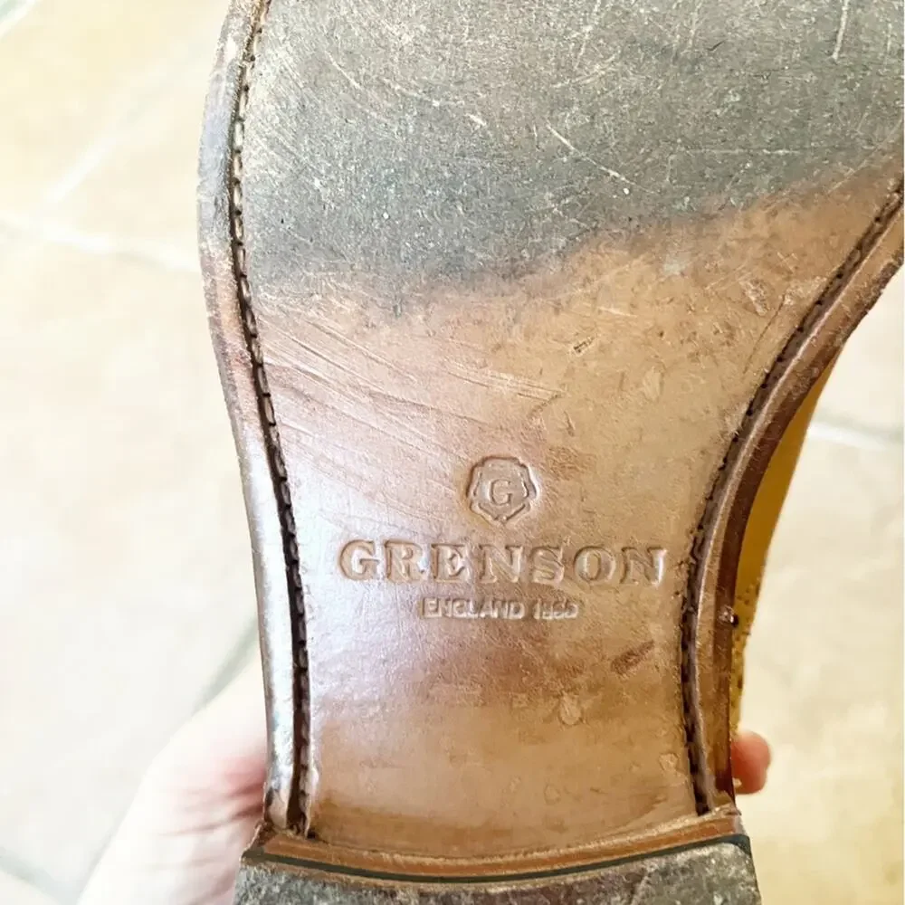GRENSON Archie Triple Welt Men’s Dress Shoe in Cognac Size